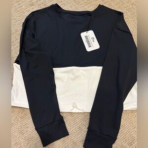 NWT L Zyia Black cinch crop Long Sleeve